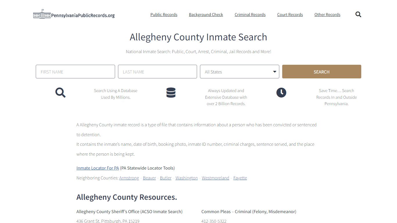 Allegheny County Inmate Search - pennsylvania public records